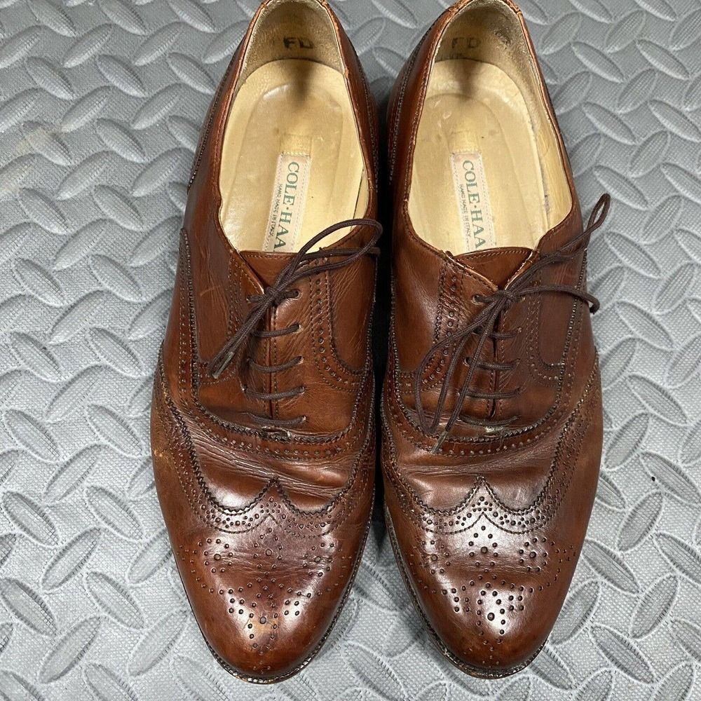 VINTAGE COLE HAAN made in Italy HAND LASTED OXFORD SHOES 9 C US Leather